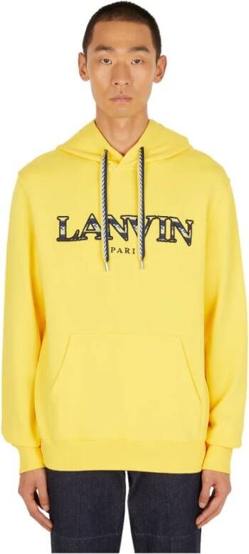 Lanvin Curb Logo Hooded Sweatshirt Geel Heren