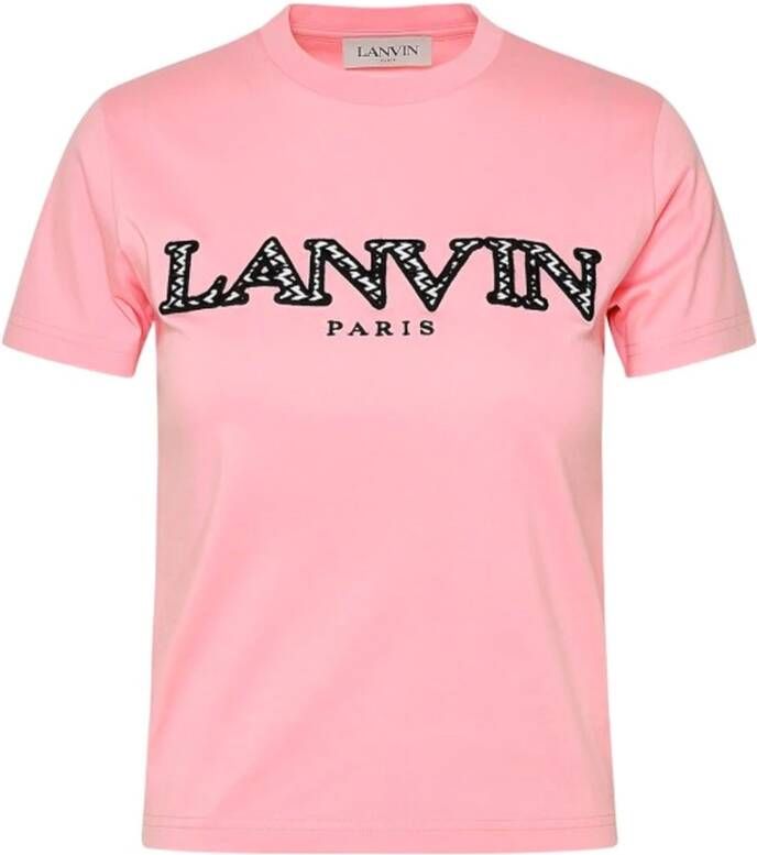Lanvin Elegant Logo Katoenen T-Shirt Roze