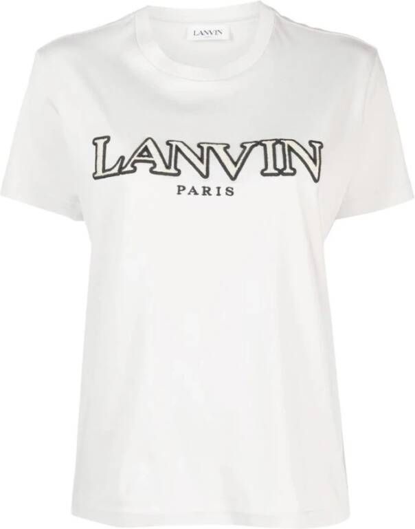 Lanvin Geborduurd Logo T-Shirt Regular Fit Wit Dames