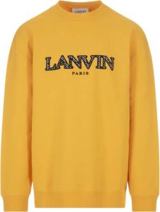Lanvin Gele Fleece Katoenen Trui met Multikleurig Logo Geel Heren