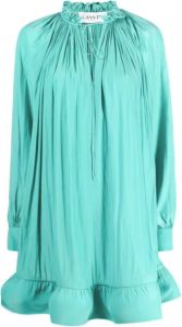 Lanvin Groene Gerimpelde Geplooide Minijurk Groen Dames