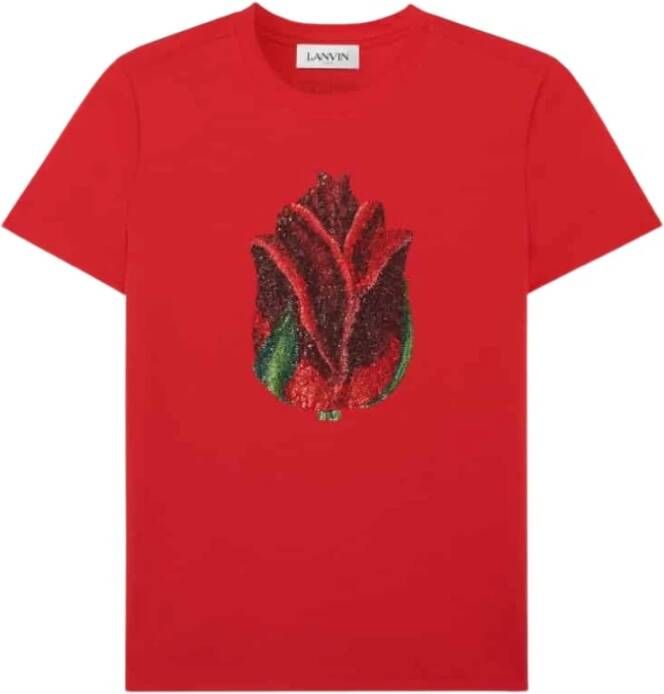 Lanvin Hotfix Stone Rose T-Shirt Rood Dames