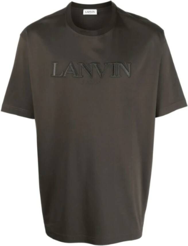 Lanvin Grijze Katoenen Jersey T-shirt met Geborduurd Logo Gray Heren