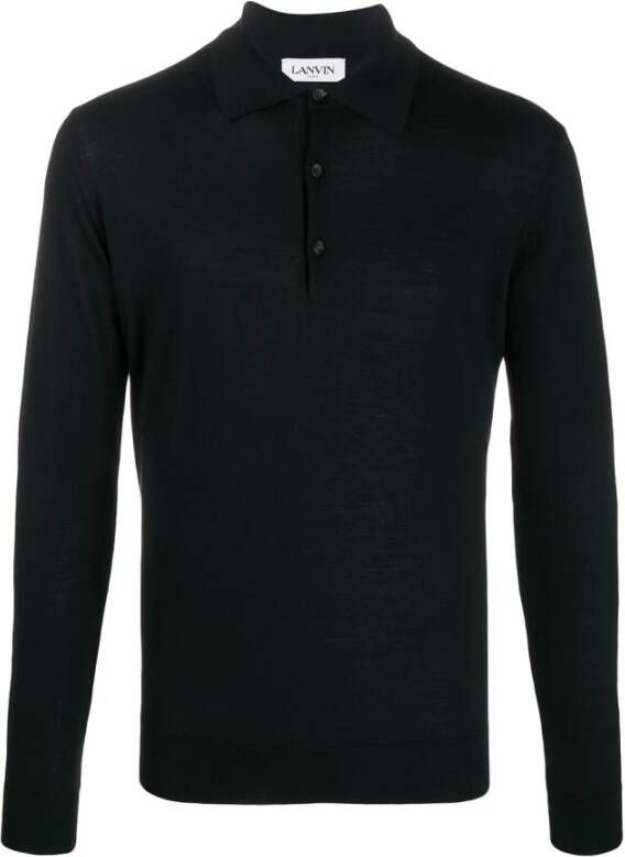 Lanvin Klassieke Wol Polo Shirt Zwart Heren