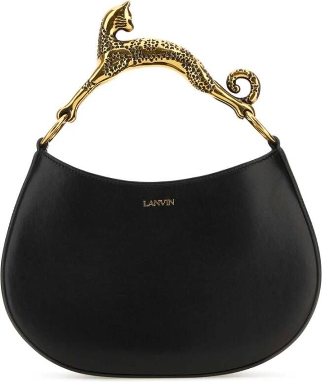 Lanvin Kleine zwarte leren Hobo Cat handtas Black Dames