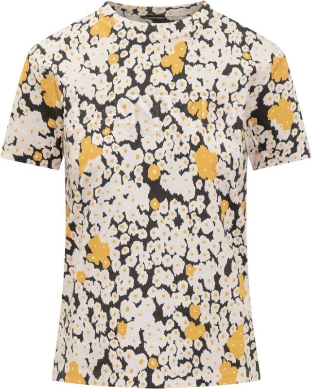 Lanvin Korte mouwen T-shirt met Geborduurd Logo en Daisy Bouquets Patroon Multicolor Dames