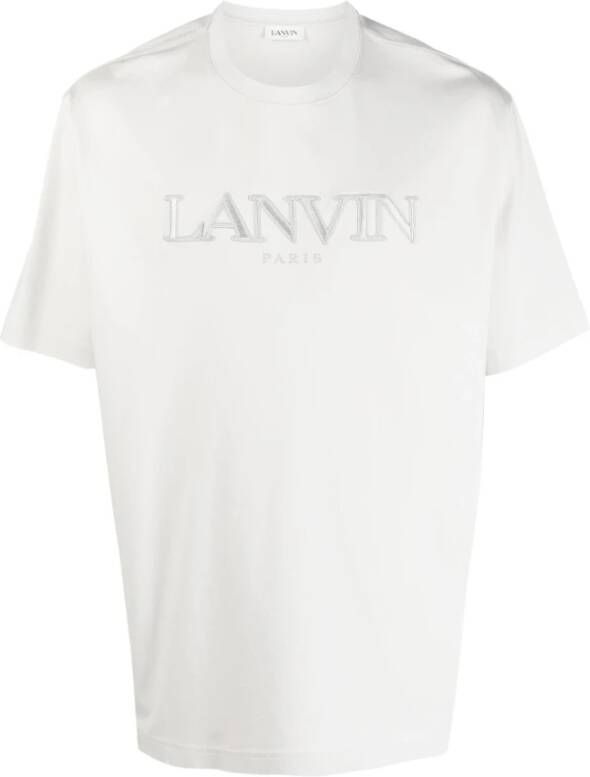 Lanvin Logo-Appliqué Katoenen T-Shirt White Heren