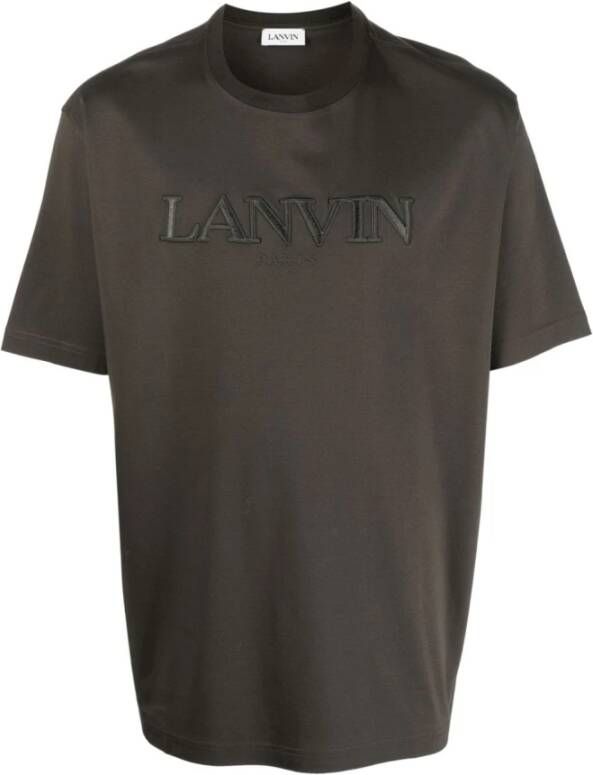 Lanvin Logo-geborduurd Katoenen T-shirt Grijs Heren