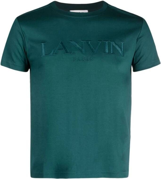 Lanvin Logo-Geborduurd Katoenen T-Shirt Groen Dames