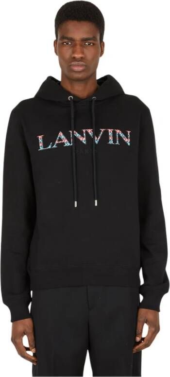 Lanvin Logo geborduurd sweatshirt met capuchon Zwart Heren