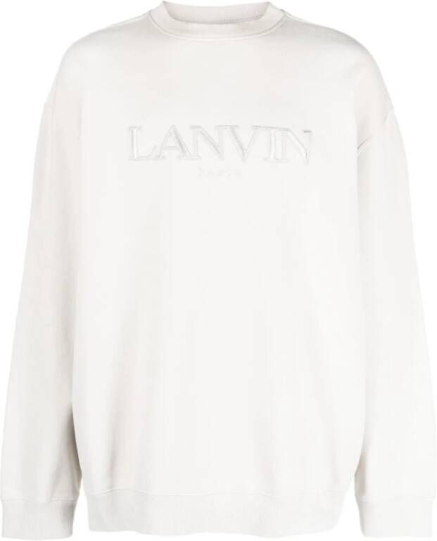 Lanvin Logo-geborduurde Katoenen Sweatshirt White Heren