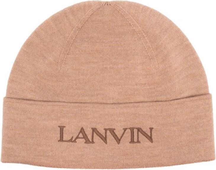 Lanvin Logo-geborduurde wollen beanie Bruin Dames