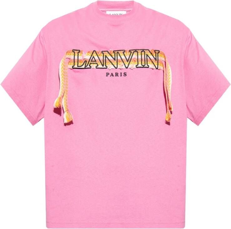 Lanvin Logo T-shirt Roze Heren