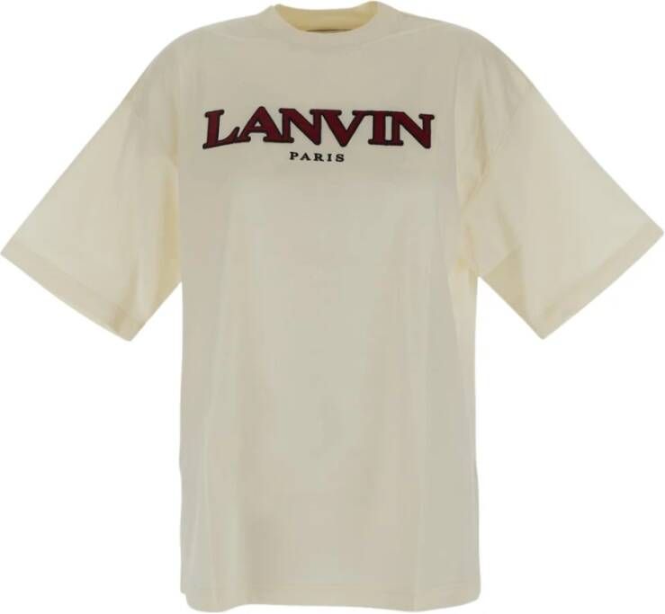 Lanvin Logo T-Shirt Stijlvol en Trendy Beige Dames