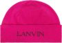 Lanvin Luxe Wol Beanie met Logo Roze Dames - Thumbnail 1