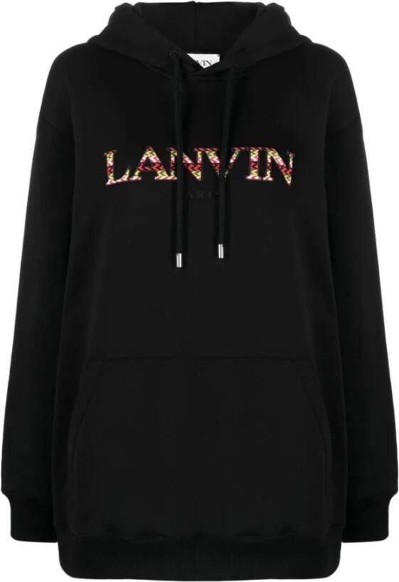 Lanvin Zwarte Oversized Hoodie met Curb Logo Black Dames