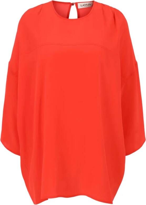 Lanvin Poppy Red Ronde Hals Blouses Rood Dames