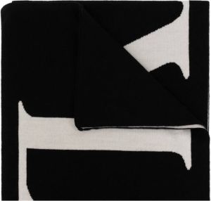 Lanvin Reversible scarf with logo Zwart Dames