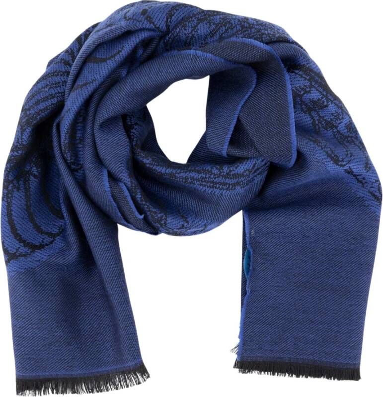 Lanvin Winter Sjaal 100% Zuivere Wol Blue Dames
