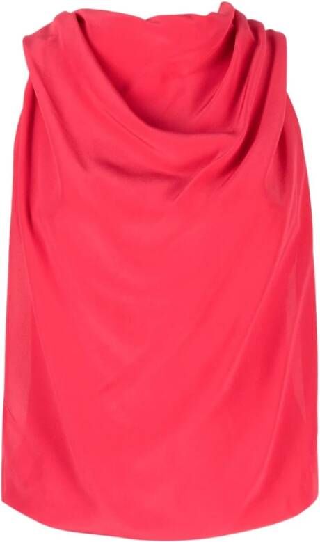 Lanvin Luxe Roze Zijden Mouwloze Top Rood Dames