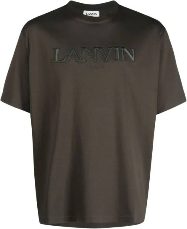 Lanvin Grijze Katoenen Jersey T-shirt met Geborduurd Logo Gray Heren