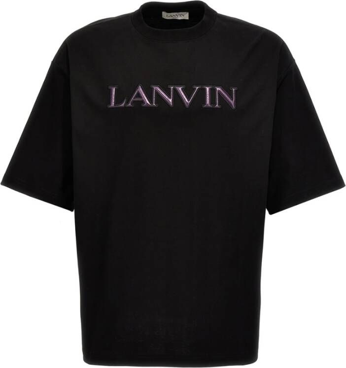 Lanvin Zwarte katoenen jersey T-shirt met geborduurd logo Black Heren