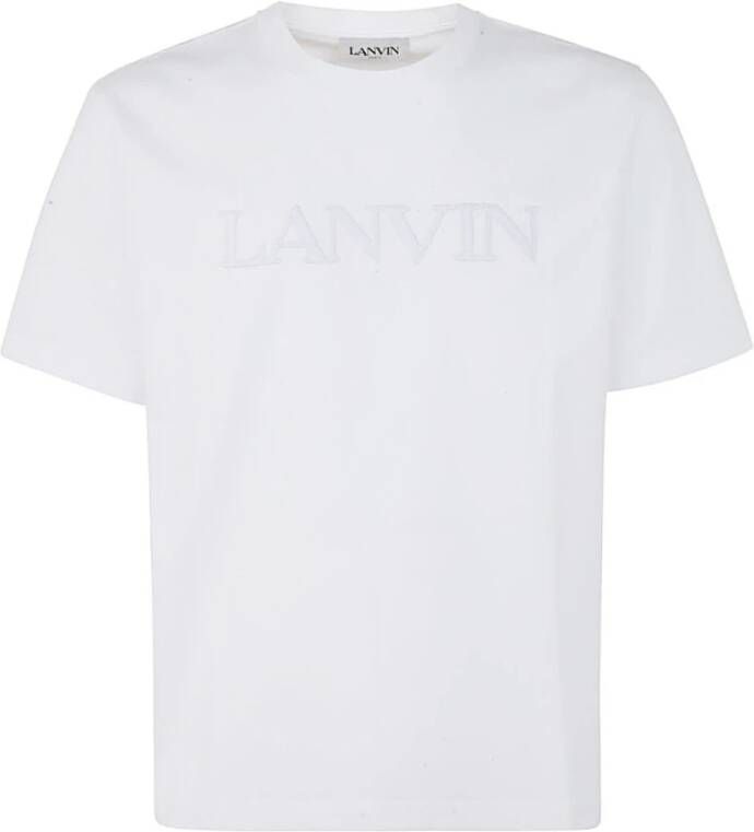 Lanvin Wit Katoenen T-Shirt met Geborduurd Logo White