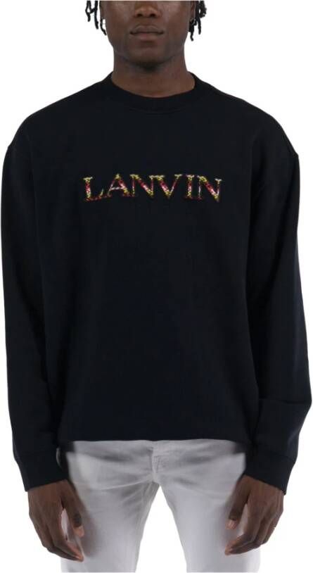 Lanvin Klassieke zwarte truien met geborduurd logo patroon Zwart Heren