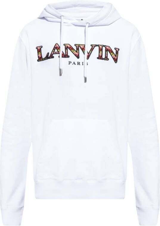 Lanvin Witte Hoodie Regular Fit Koud Weer 98% Katoen 4% Elastaan White Heren