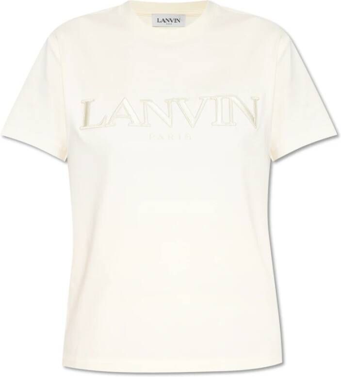 Lanvin T-shirt met logo Beige Dames