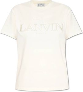 Lanvin T-shirt met logo Beige Dames
