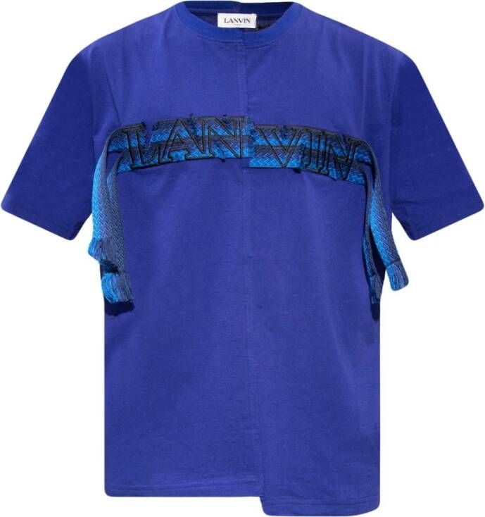 Lanvin T-shirt met logo Blauw Heren