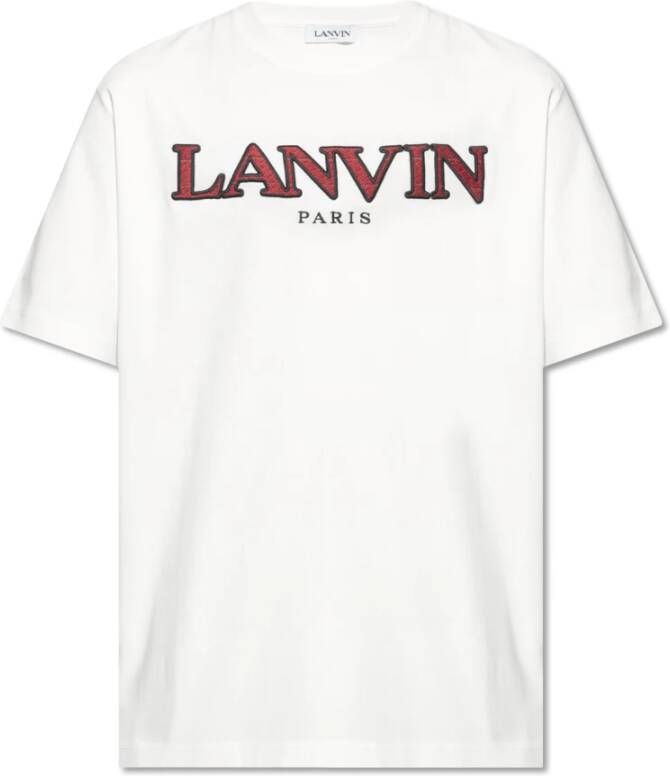 Lanvin Klassiek Curb Logo T-Shirt White Heren