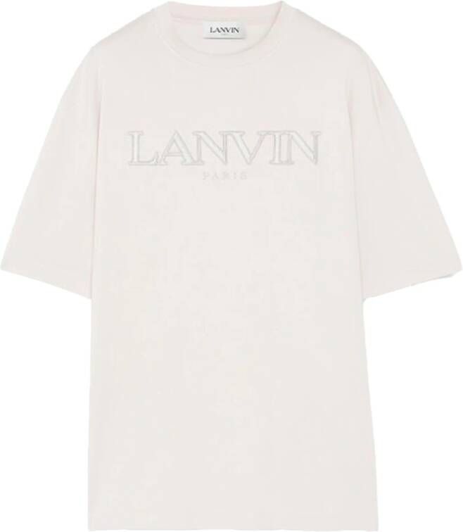 Lanvin Geborduurd katoenen T-shirt voor heren Beige Heren