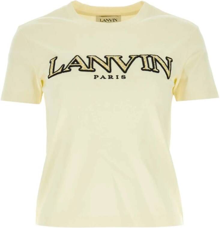 Lanvin Elegant Crème Katoenen T-Shirt Yellow Dames