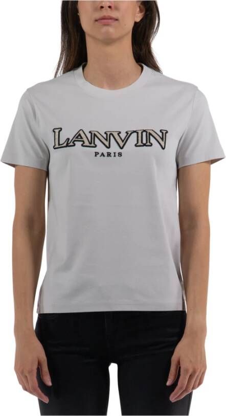 Lanvin Elegante Dameskatoenen T-Shirt met Intricate Borduurwerk Gray Dames
