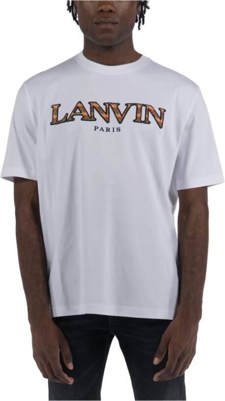 Lanvin Witte Curb Logo Geborduurd T-Shirt White Heren