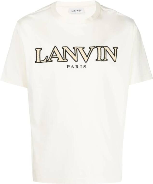 Lanvin Wit Logo T-Shirt voor Heren White Heren