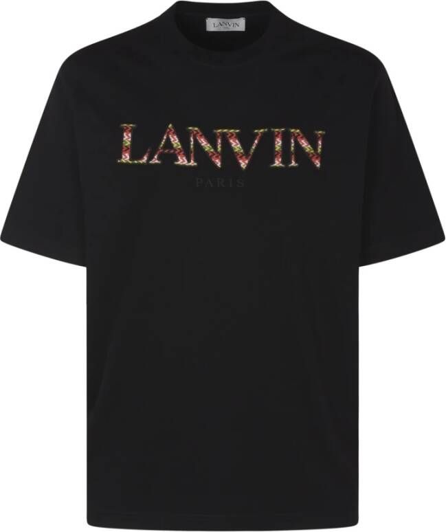 Lanvin Zwarte katoenen T-shirt met logo borduursel Zwart Heren - Foto 1