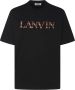 Lanvin Zwarte katoenen T-shirt met logo borduursel Zwart Heren - Thumbnail 1