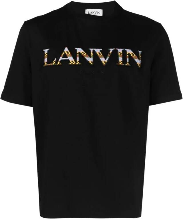 Lanvin Ontspannend Tonal Geborduurd T-Shirt Black Heren