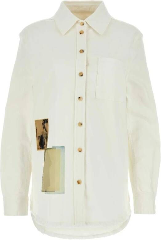 Lanvin Witte stretch denim overhemd Stijlvol en comfortabel White Dames