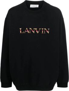 Lanvin Zwart geborduurd logo crew neck sweatshirt Zwart Heren