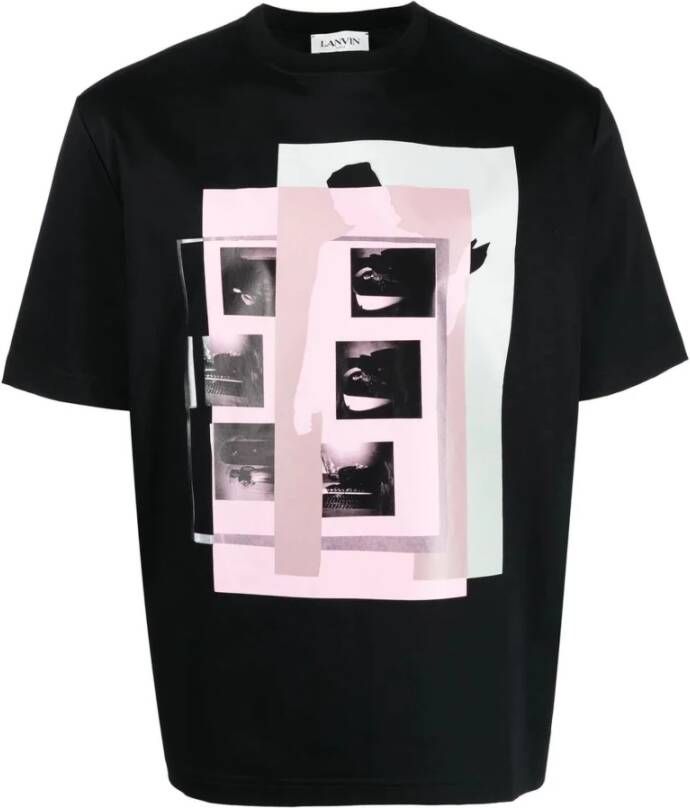 Lanvin Zwart katoenen t-shirt Zwart Heren