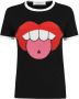 Lanvin Zwart Lips Logo T-Shirt Zwart Dames - Thumbnail 1