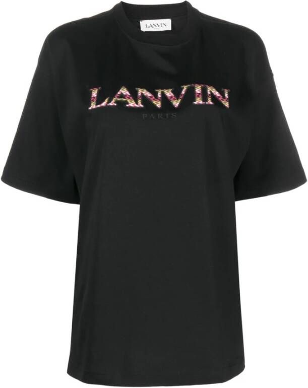 Lanvin Zwart T-shirt met Geborduurd Logo voor Dames Black Dames