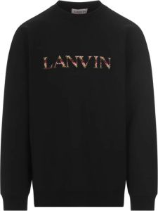 Lanvin Zwarte Fleece Katoenen Crew-neck Sweatshirt Zwart Heren