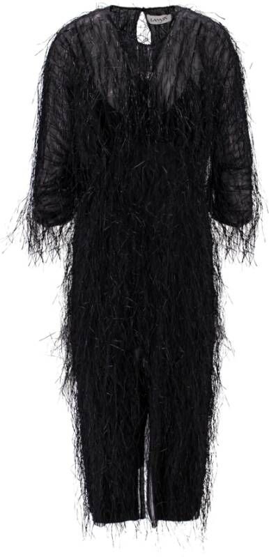 Lanvin Zwarte jurk met knoop- en ritssluiting Zwart Dames