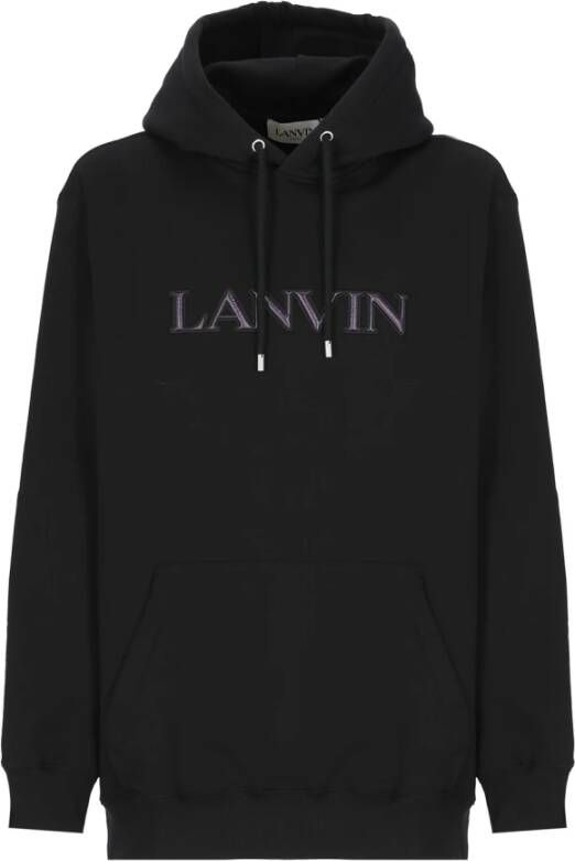 Lanvin Zwarte katoenen hoodie met kangoeroezakken Zwart Heren
