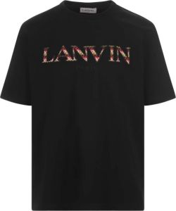 Lanvin Zwarte katoenen jersey T-shirt met ronde hals Zwart Heren
